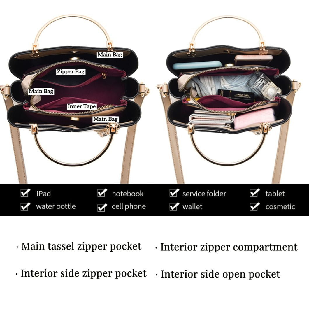 Patchwork PU Leather Large Tote Bag