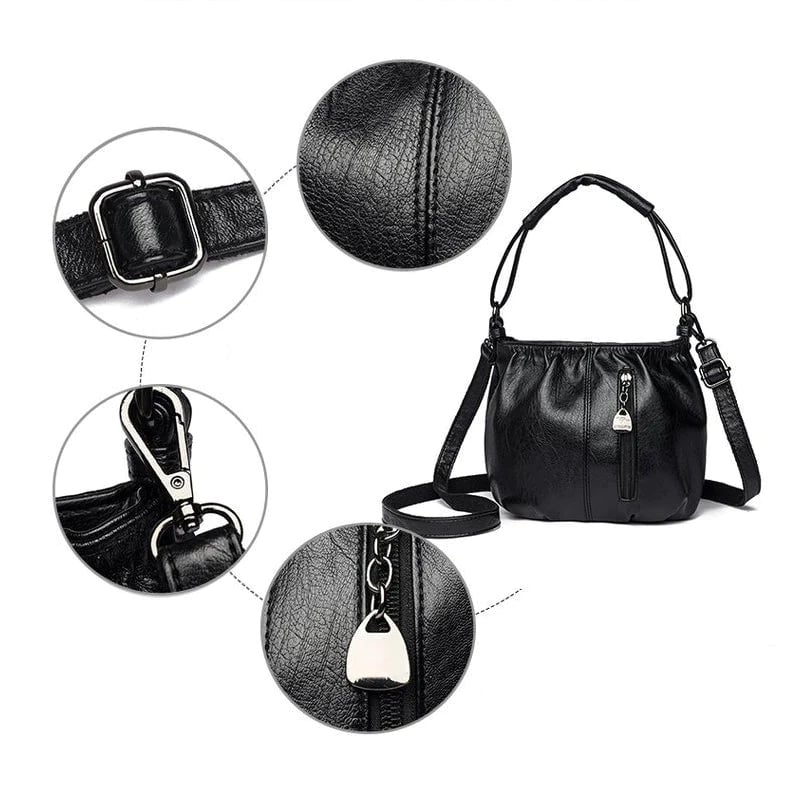 Pleated Bucket Leather Handbag