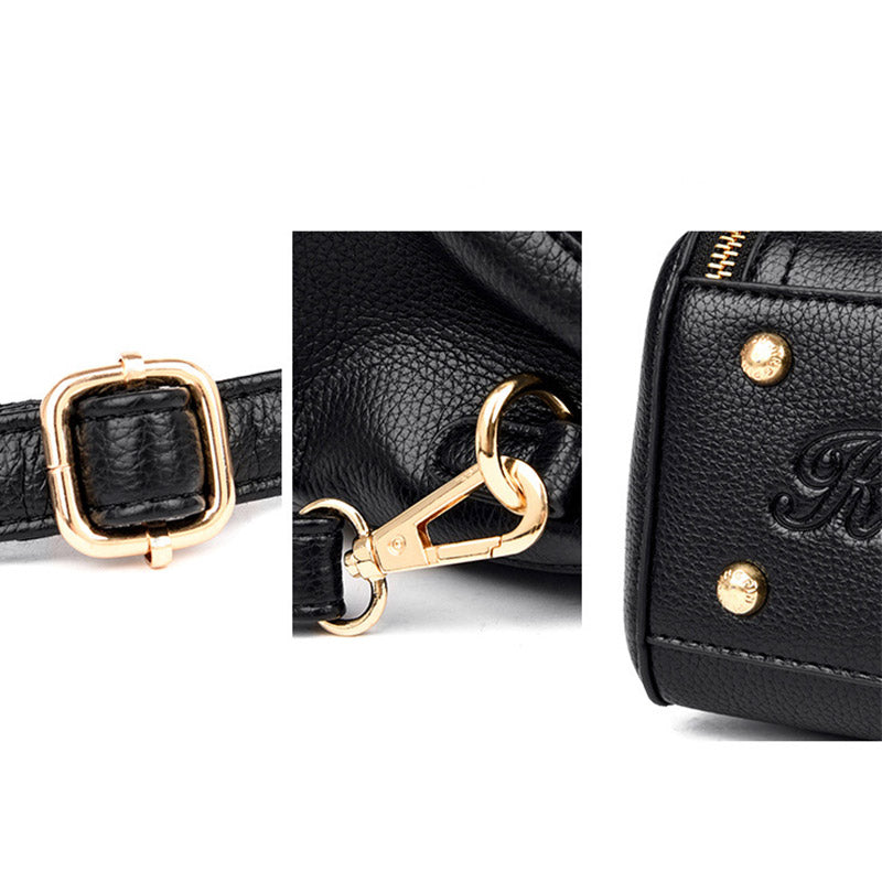 Medium Double Compartment Leather Satchel Handbag