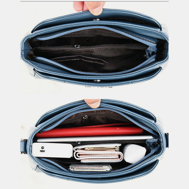 PU Leather Shoulder Handbag with Adjustable Strap