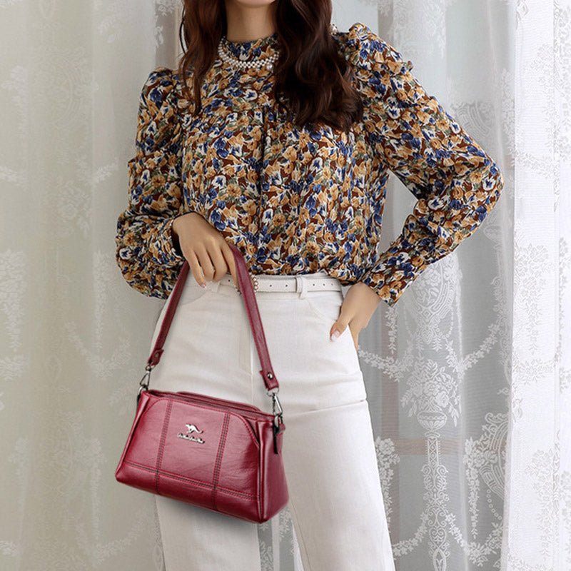 PU Leather Shoulder Handbag with Adjustable Strap